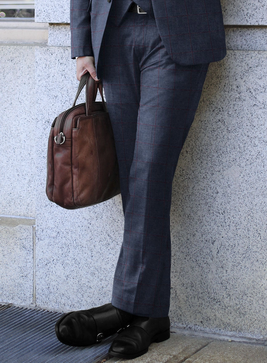 Italian Murano Leopo Blue Wool Linen Suit
