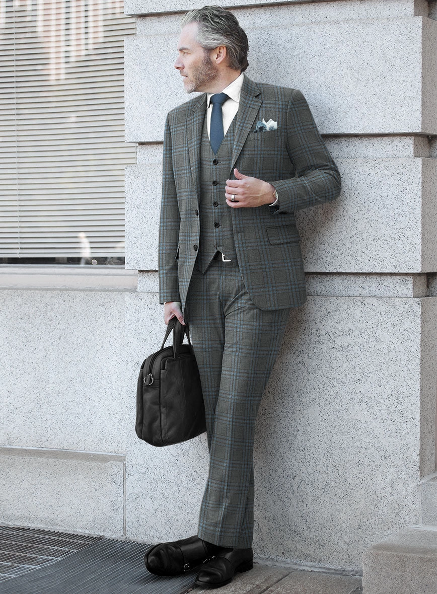 Italian Murano Livado Gray Wool Linen Silk Suit