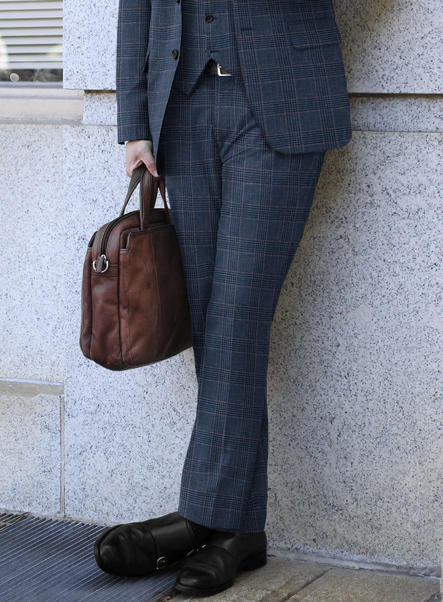 Italian Murano Najela Blue Wool Linen Silk Suit