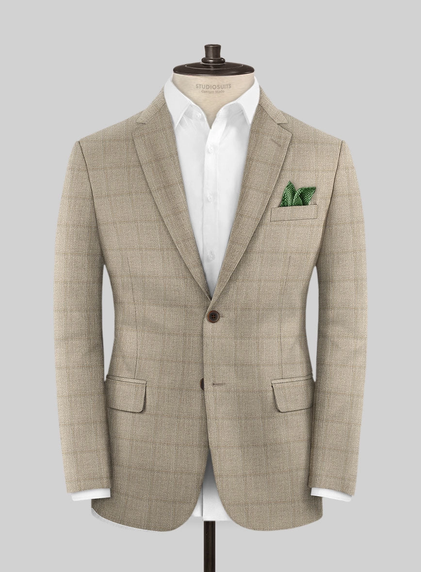 Italian Murano Padro Brown Wool Linen Silk Suit