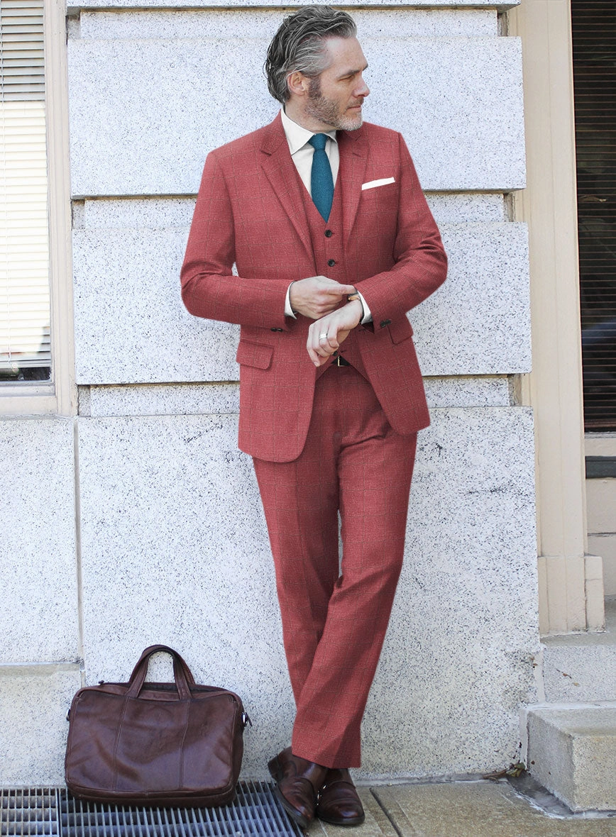 Italian Murano Radon Pink Wool Linen Silk Suit