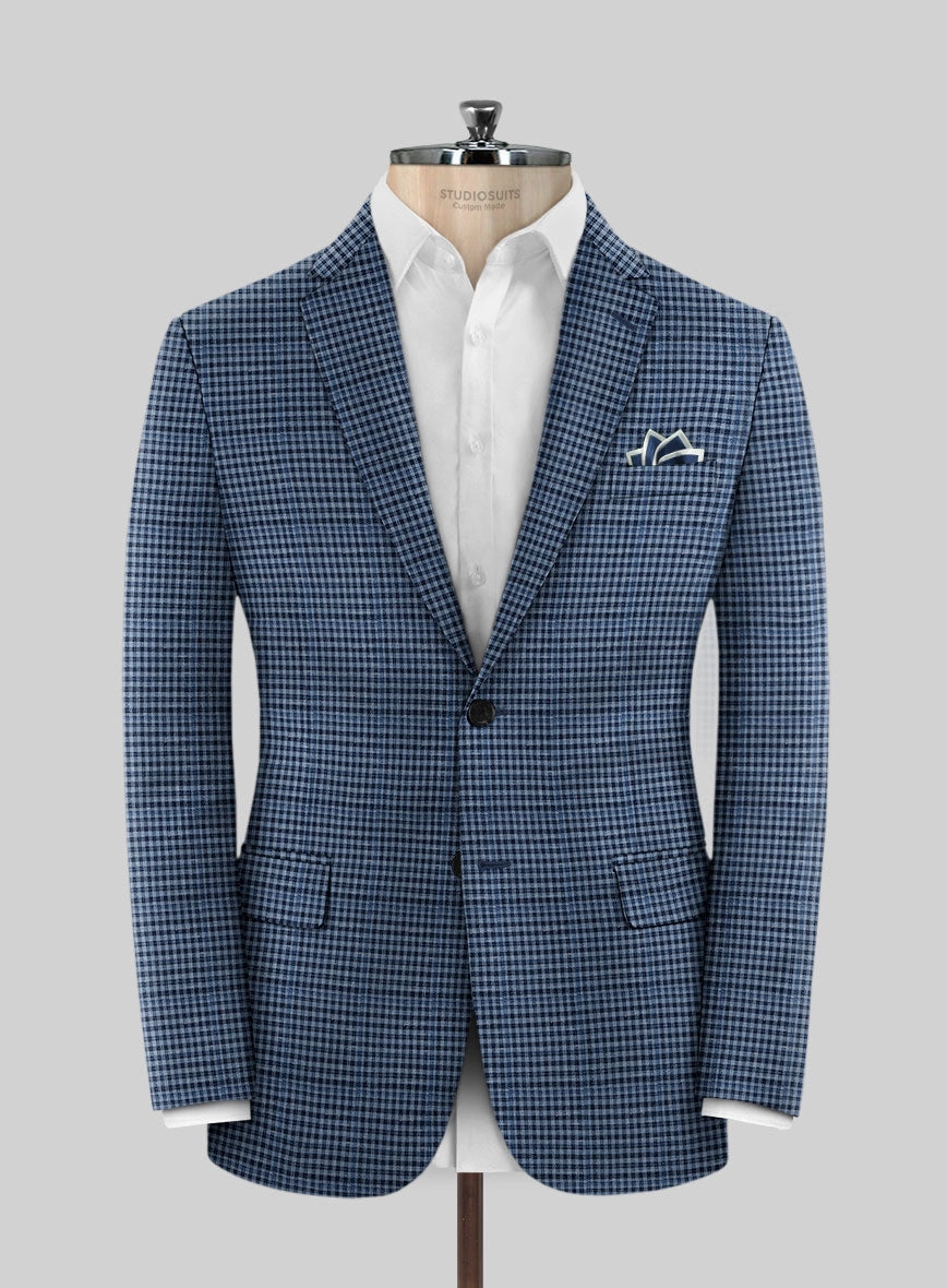 Italian Murano Ramesa Blue Wool Linen Silk Suit