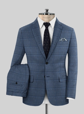 Italian Murano Ramesa Blue Wool Linen Silk Suit