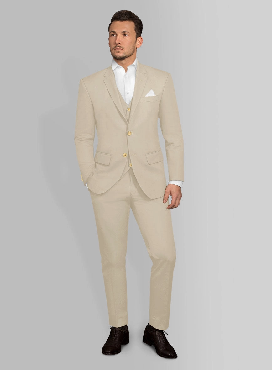 Italian Sand Beige Cotton Stretch Suit