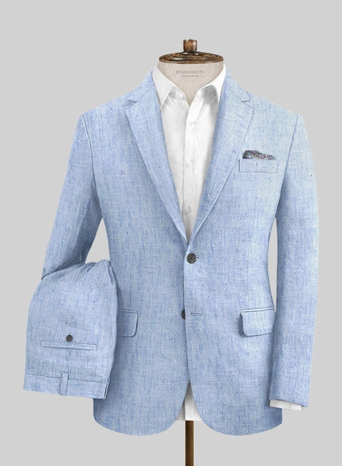 Italian Sky Blue Linen Suit