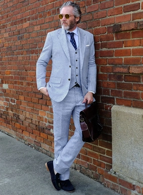Italian Sky Blue Linen Suit