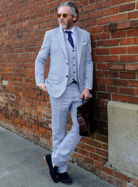 Italian Sky Blue Linen Suit