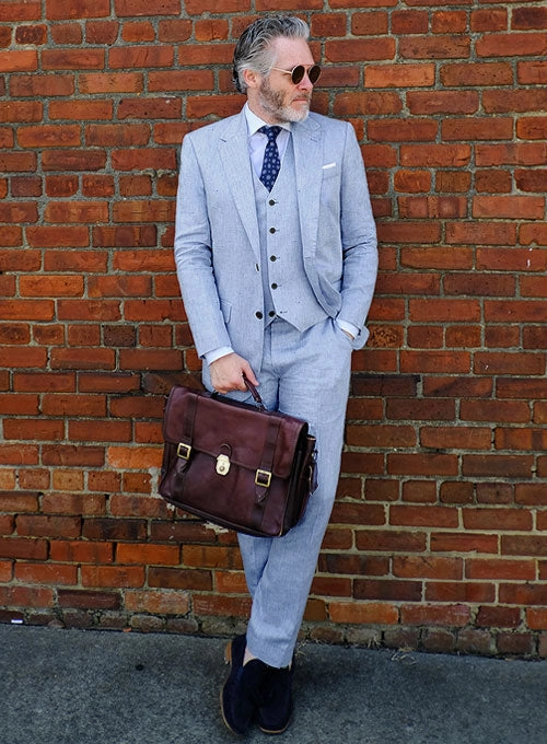 Italian Sky Blue Linen Suit