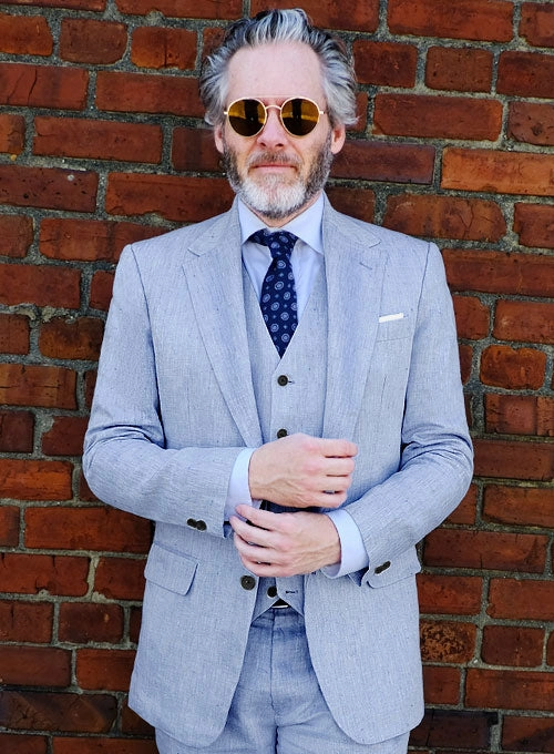 Italian Sky Blue Linen Suit