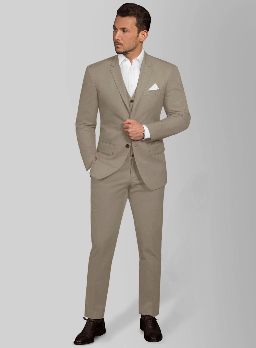 Italian Stone Khaki Cotton Stretch Suit