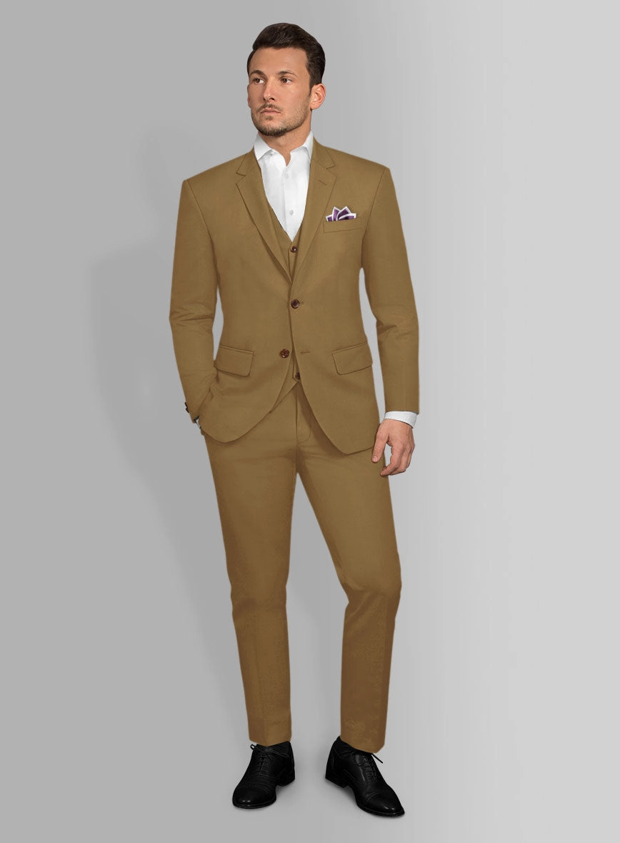 Italian Walnut Brown Cotton Stretch Suit