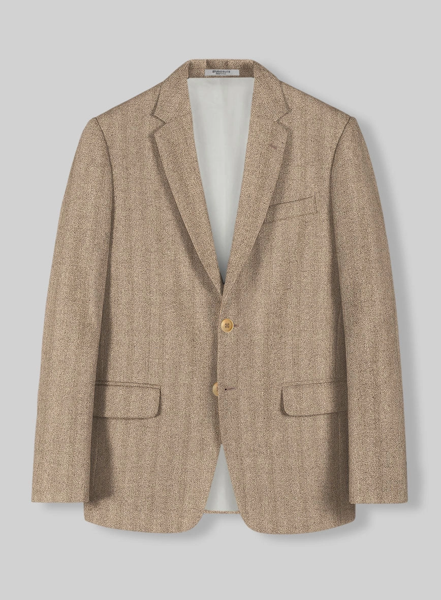 Italian Wide Herringbone Beige Tweed Suit