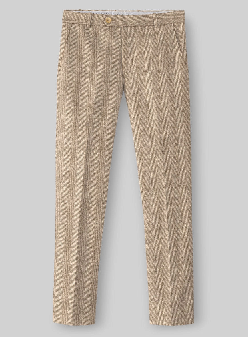 Italian Wide Herringbone Beige Tweed Suit