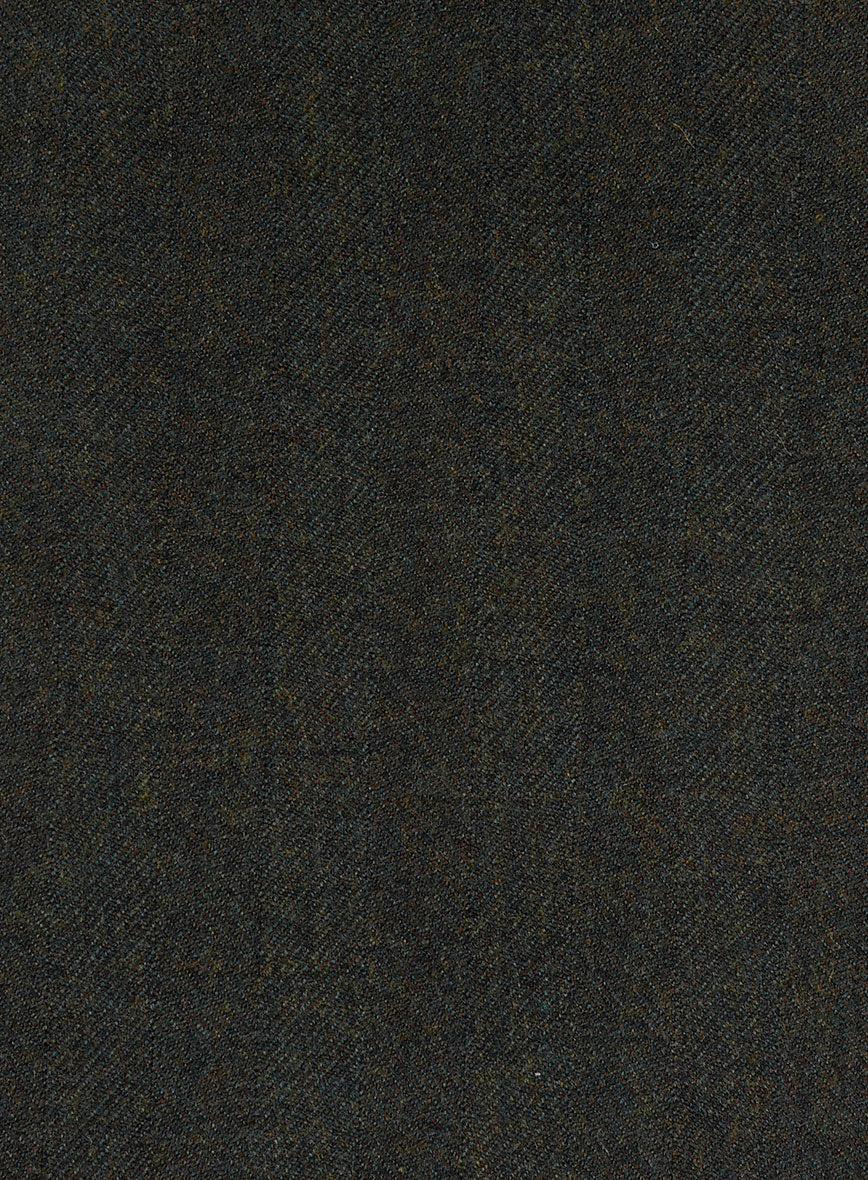Italian Wide Herringbone Dark Green Tweed Suit