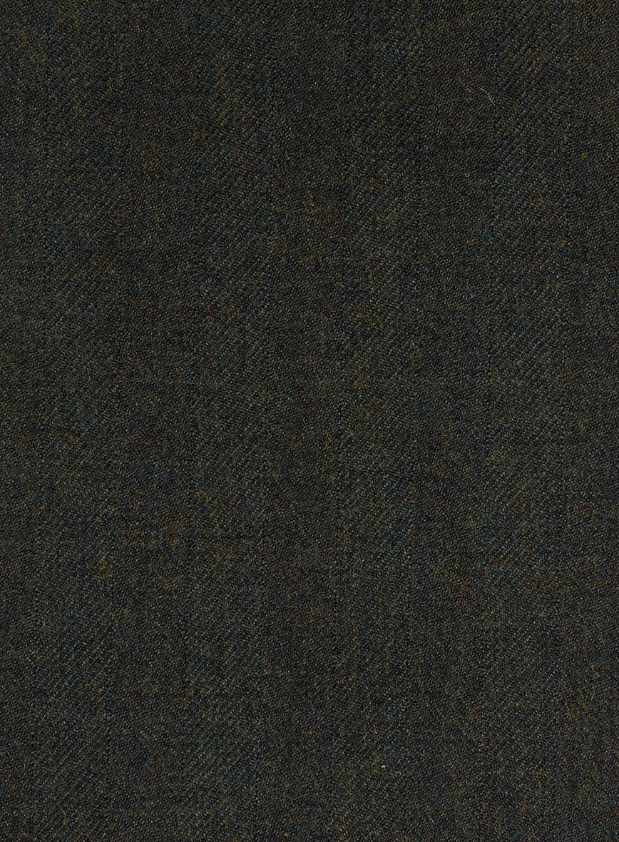 Italian Wide Herringbone Dark Green Tweed Suit