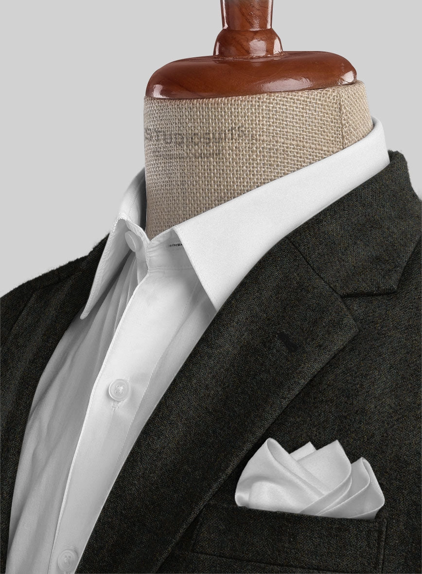 Italian Wide Herringbone Dark Green Tweed Suit