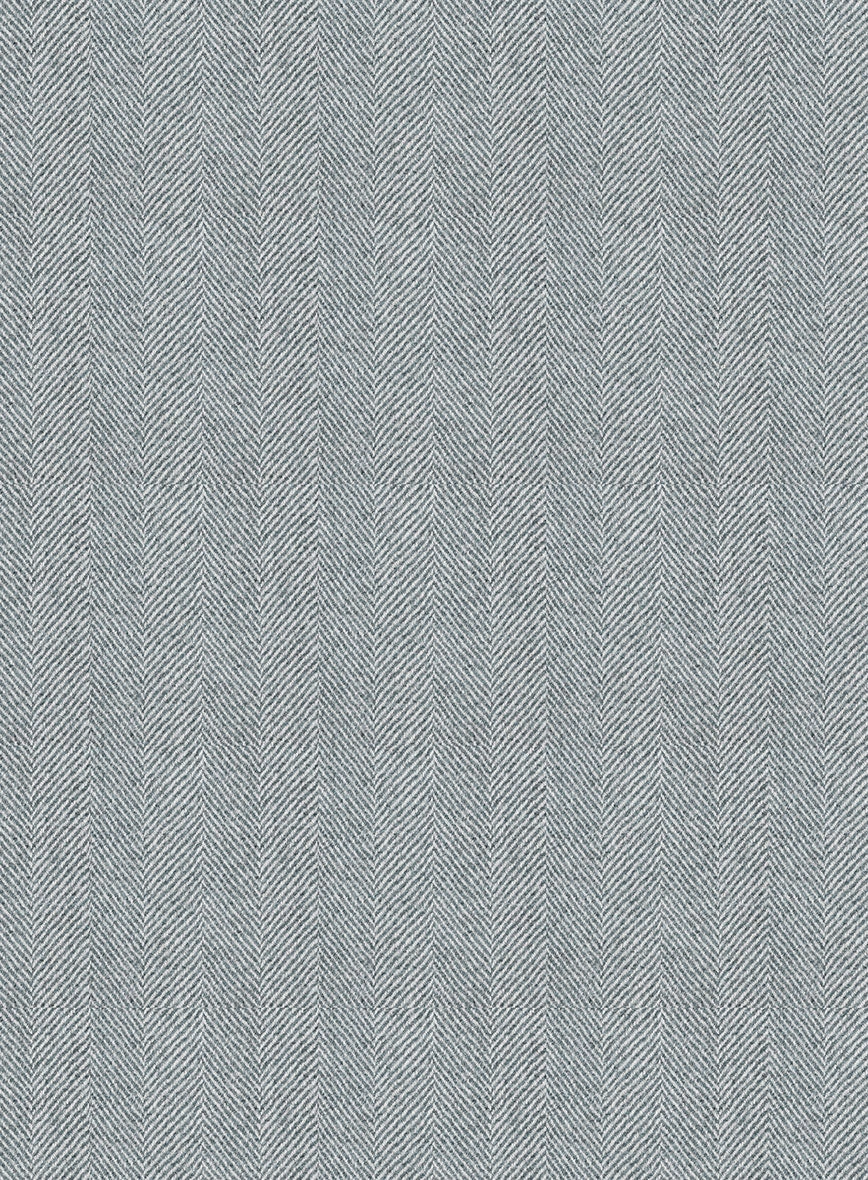 Italian Wide Herringbone Light Blue Tweed Suit