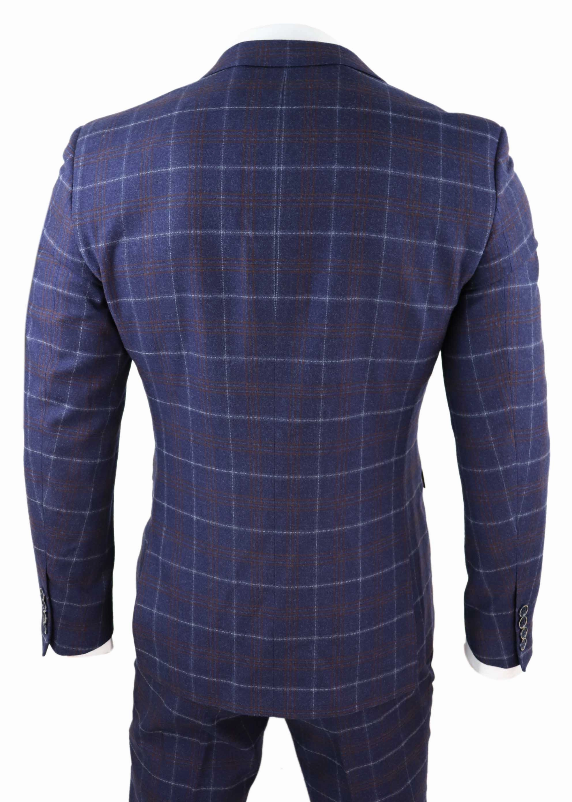 Kenneth 3 Piece Blue Suit Tweed Check