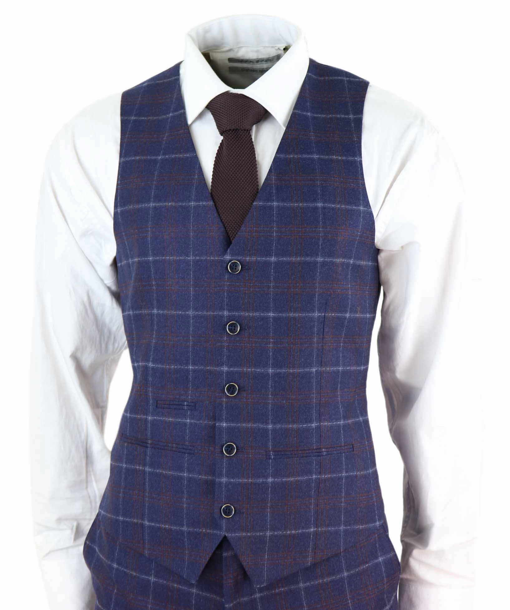 Kenneth 3 Piece Blue Suit Tweed Check