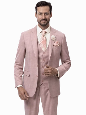 Kent & Park Big & Tall Mauve Pink Regular Fit Two Button 3 Piece Suit