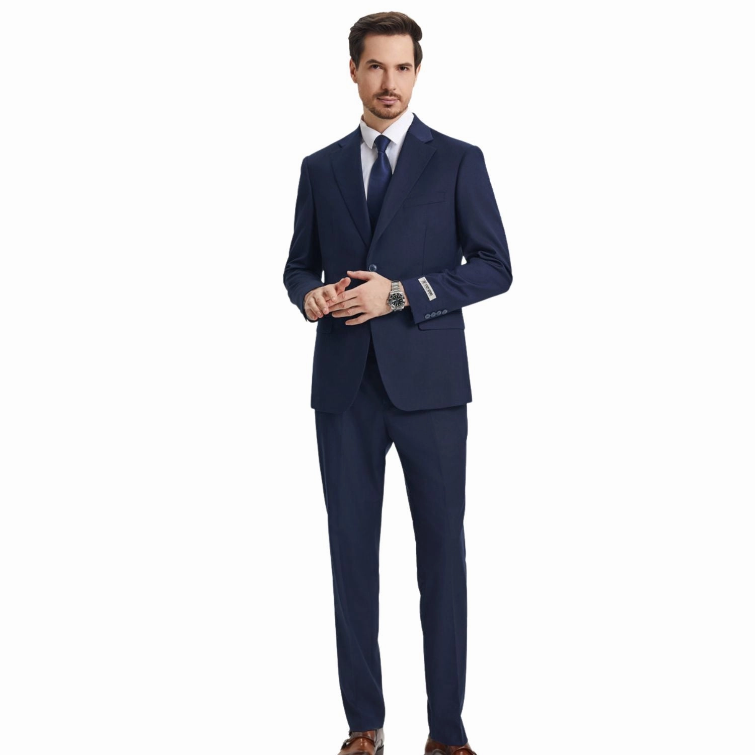 Kepler Collection: Stacy Adams Navy Solid 3-Piece Suit