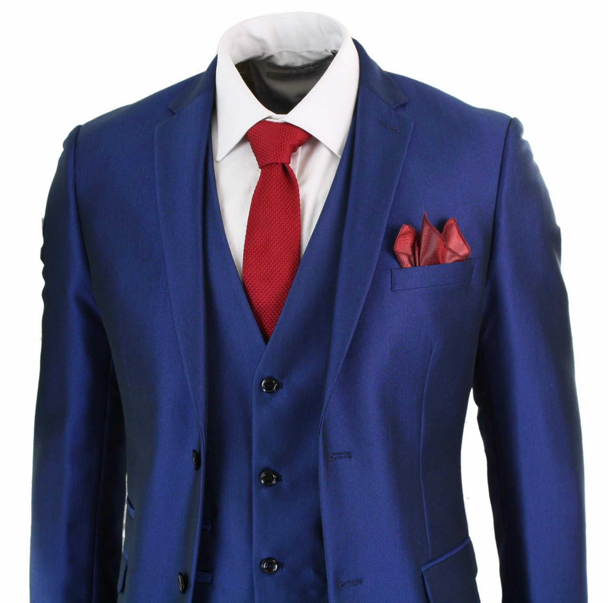 Kingsley 3 Piece Blue Wedding Prom Suit