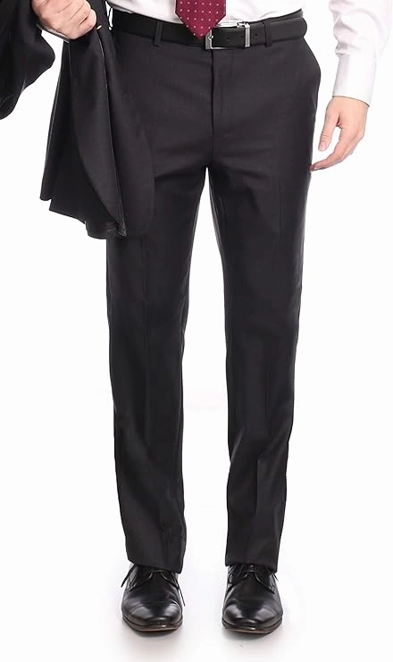 Label M Men's Big & Tall Classic Fit Two Button 100% Wool Wrinkle Resistant Suit - Charcoal Gray