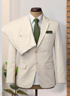 Light Beige Feather Cotton Canvas Stretch Suit II