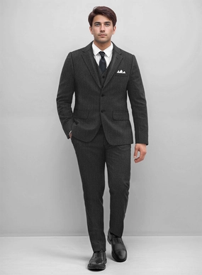 Light Weight Dark Gray Stripe Tweed Suit