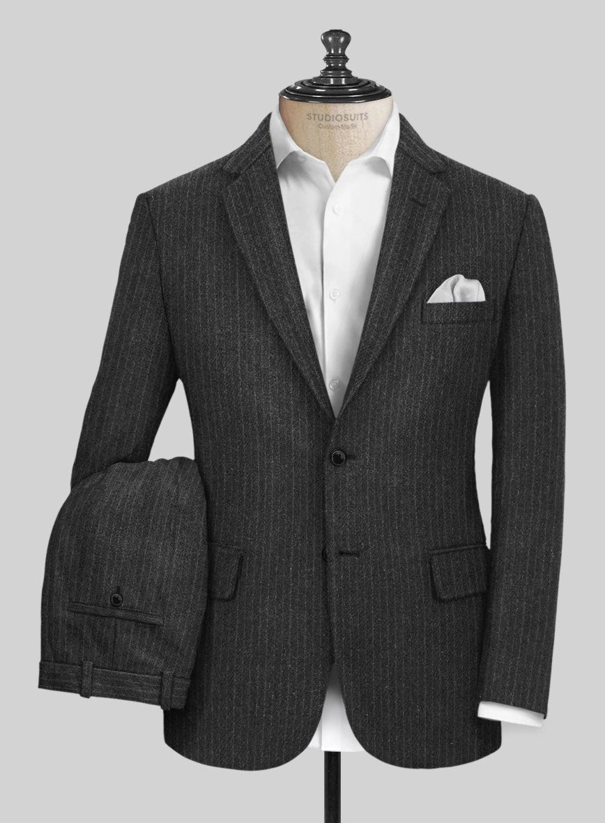 Light Weight Dark Gray Stripe Tweed Suit