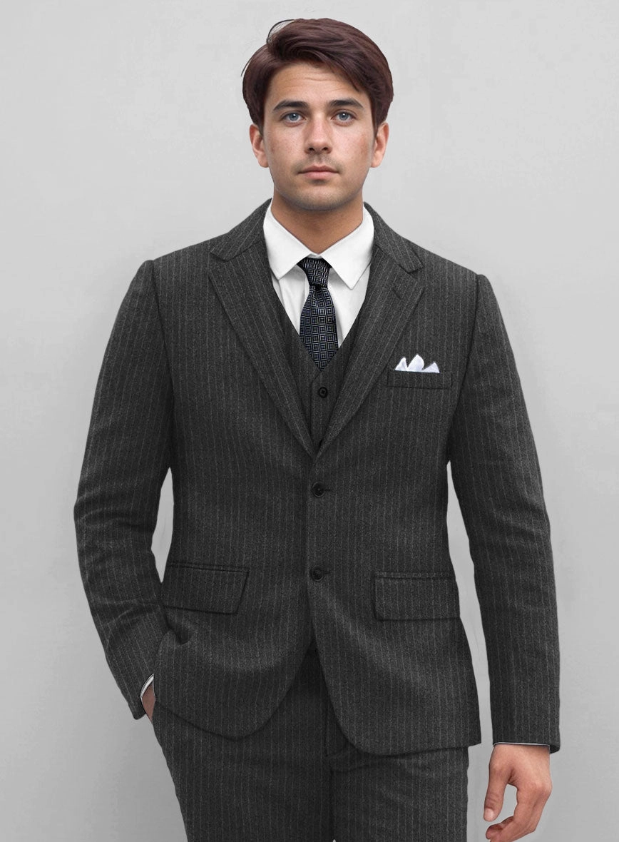 Light Weight Dark Gray Stripe Tweed Suit
