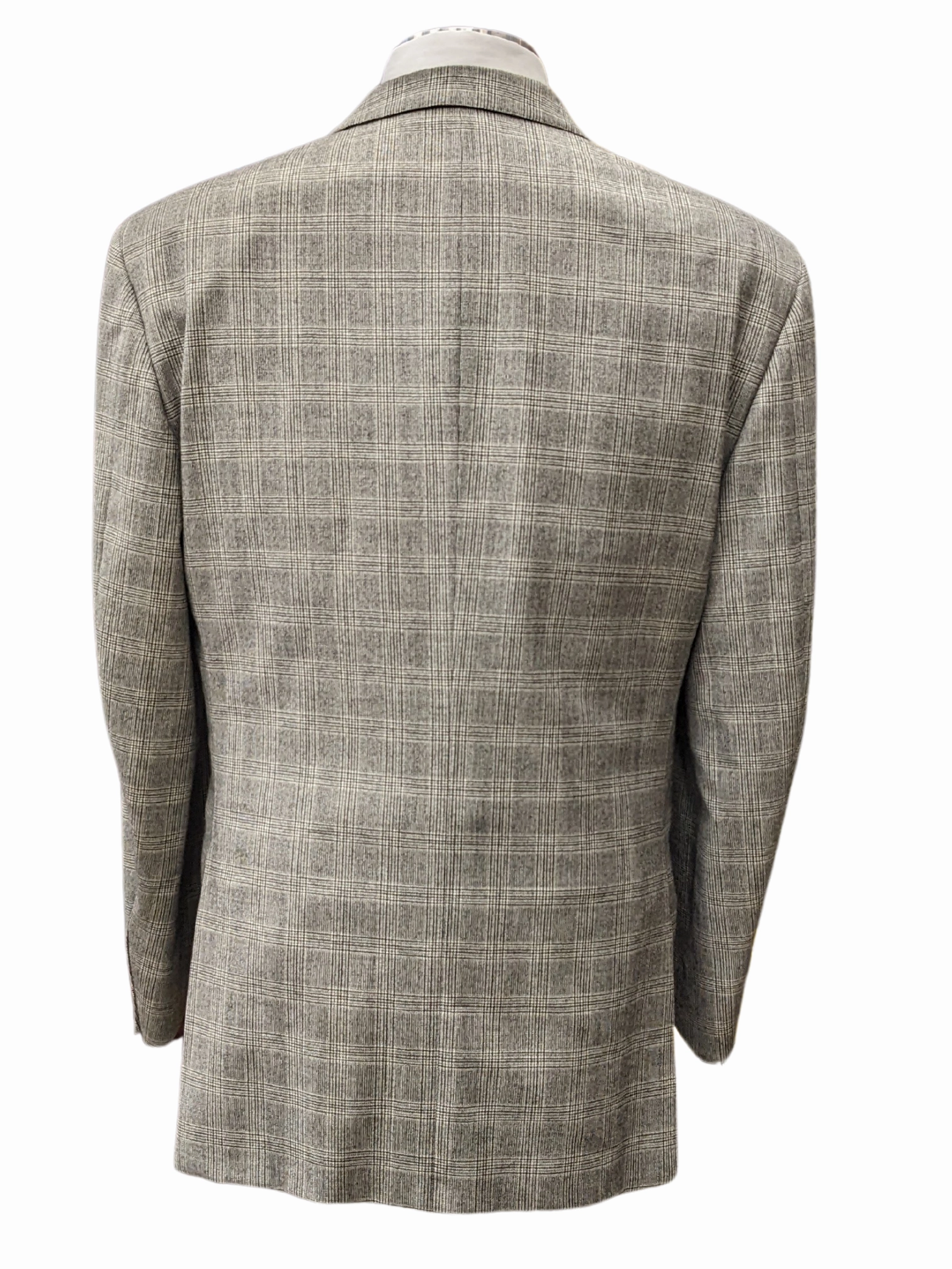 Luigi Bianchi Montova Mens Gray Plaid 44L Classic Fit Wool Cashmere 2 Piece Suit