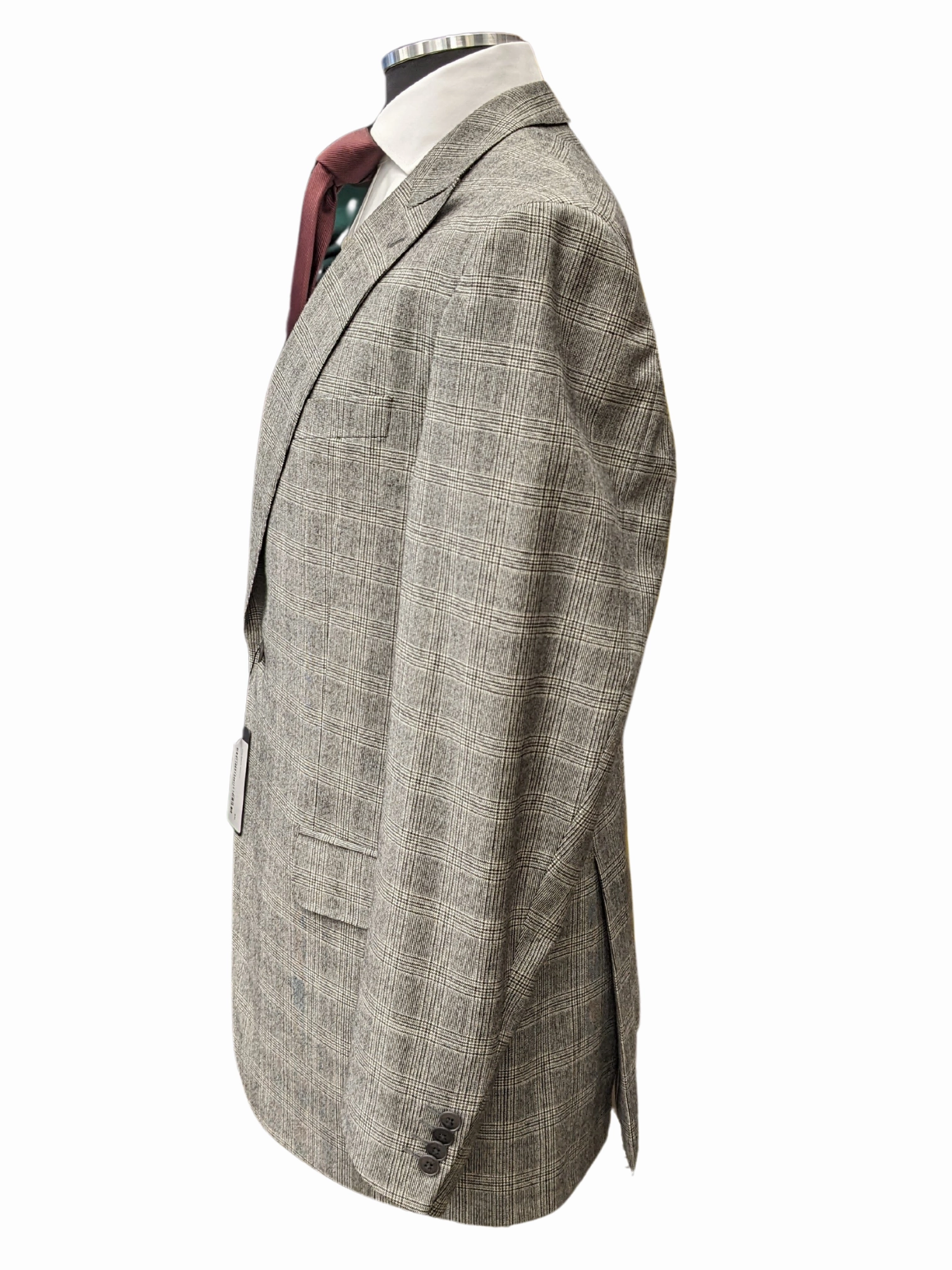Luigi Bianchi Montova Mens Gray Plaid 44L Classic Fit Wool Cashmere 2 Piece Suit