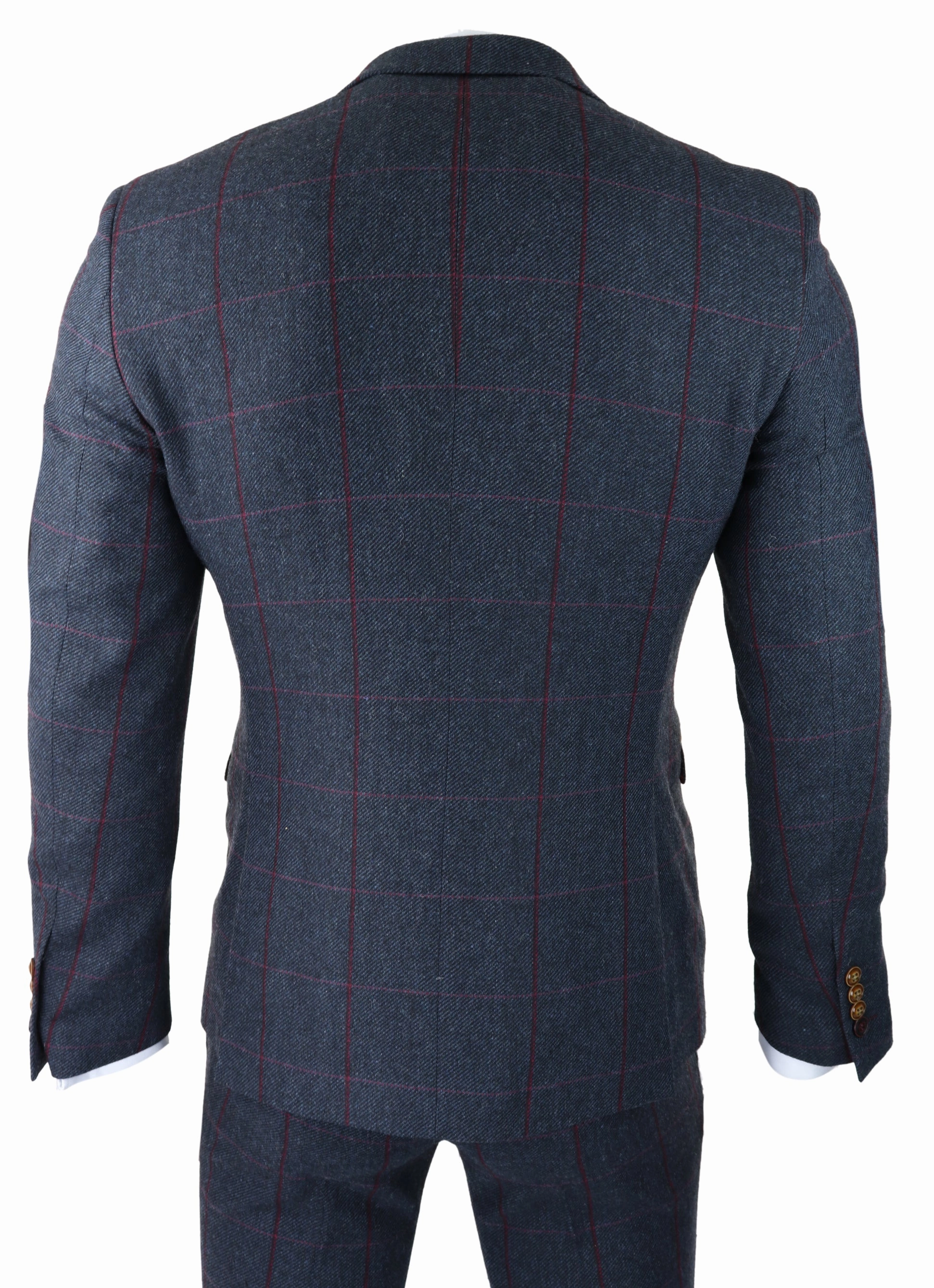 Madrid Herringbone Tweed 3 Piece Navy Suit