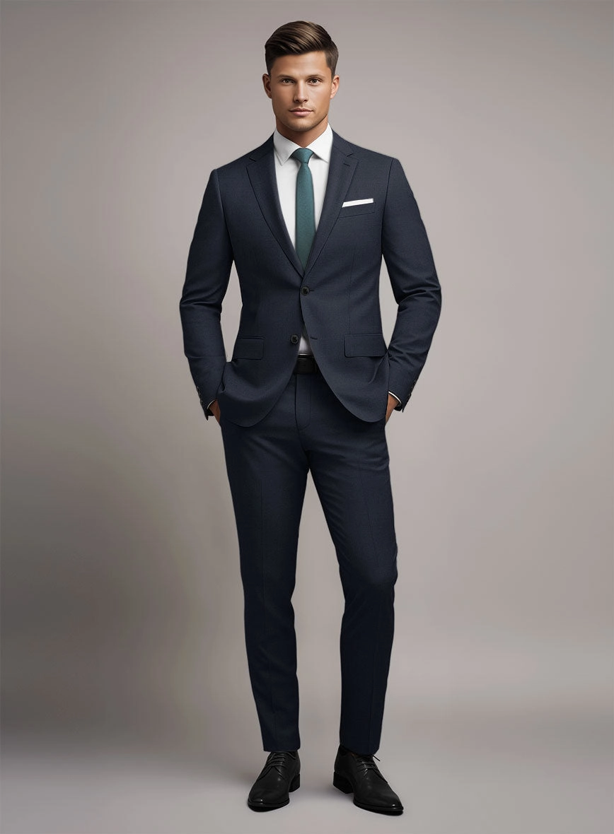 Marco Stretch Navy Blue Wool Suit