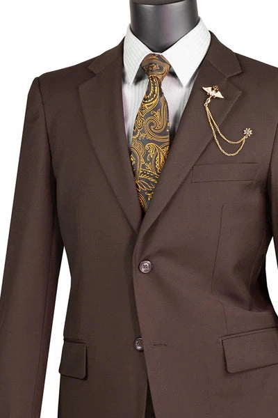 Marquis Collection: Brown 2 Piece Solid Color Single Breasted Regular Fit Suit