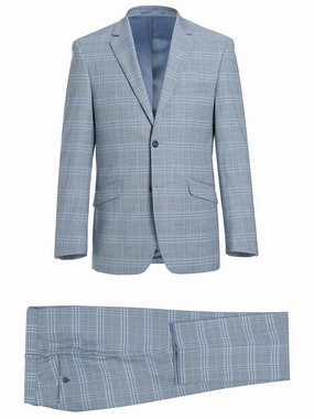 Men's 2-Piece Slim Fit Notch Lapel Stretch Windowpane Suit