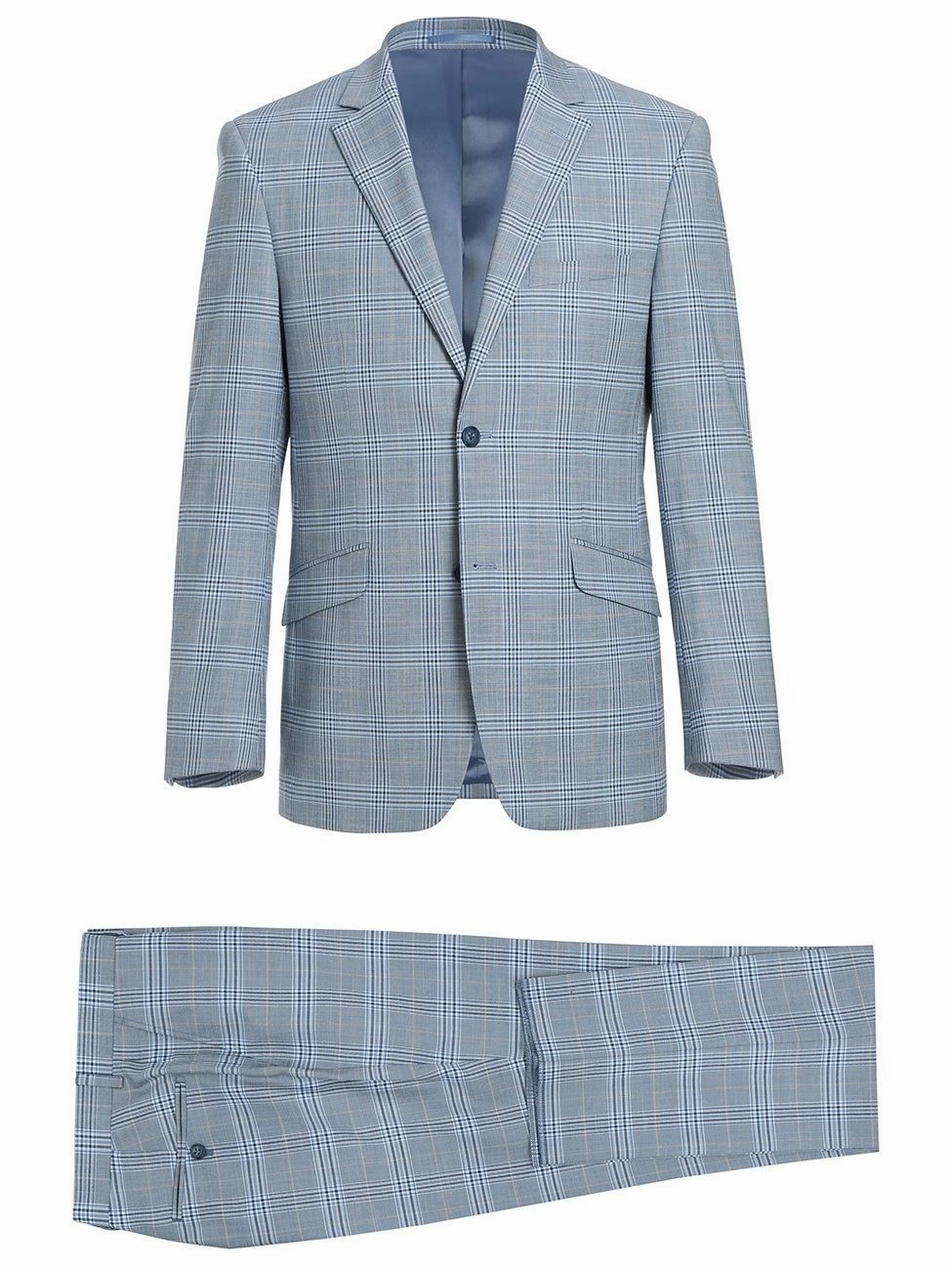 Men's 2-Piece Slim Fit Notch Lapel Stretch Windowpane Suit