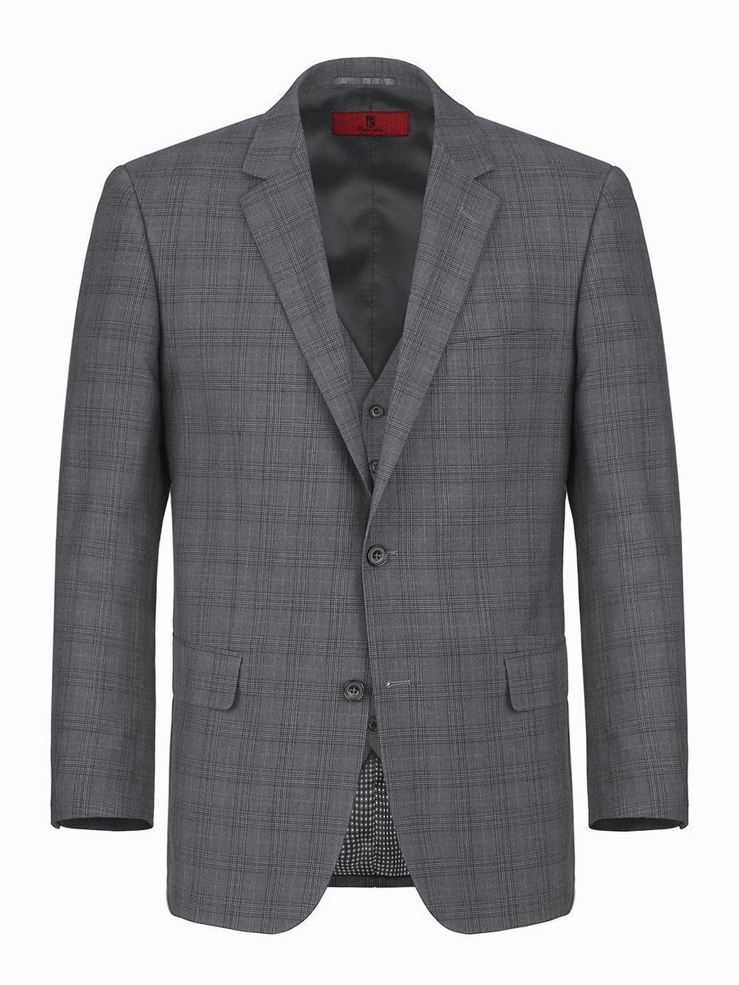 Men's 3-Piece Classic Fit Single Breasted Windowpane Suit