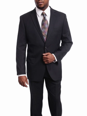 Men's Arthur Black Classic Fit Navy Blue Two Button Pleated Front Wool Suit