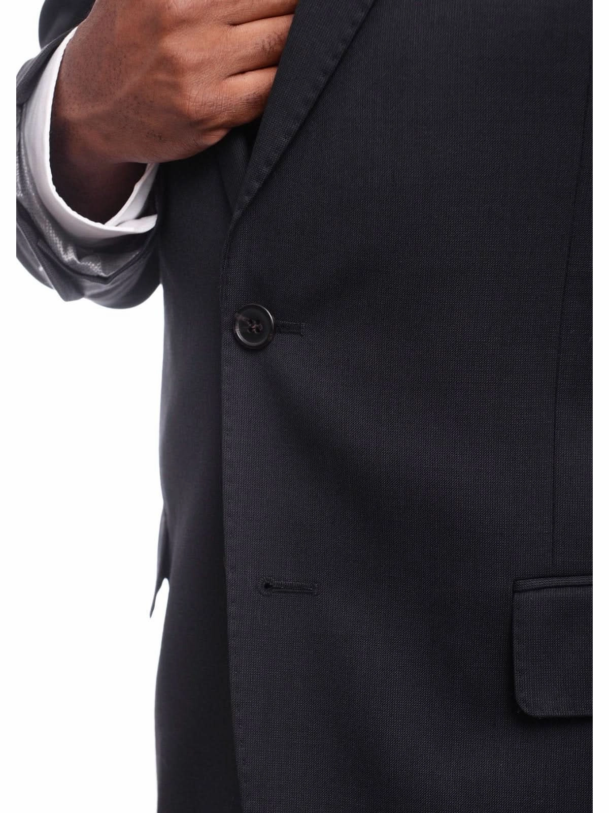 Men's Arthur Black Classic Fit Navy Blue Two Button Pleated Front Wool Suit