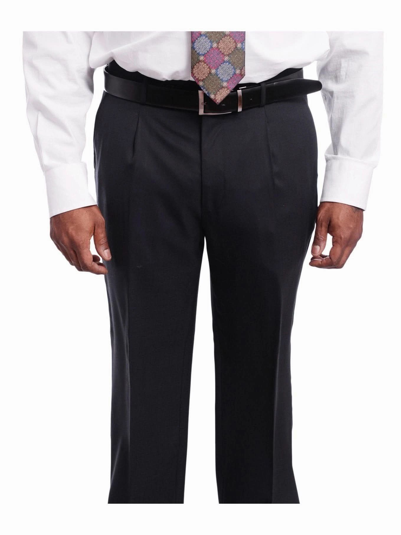 Men's Arthur Black Classic Fit Navy Blue Two Button Pleated Front Wool Suit