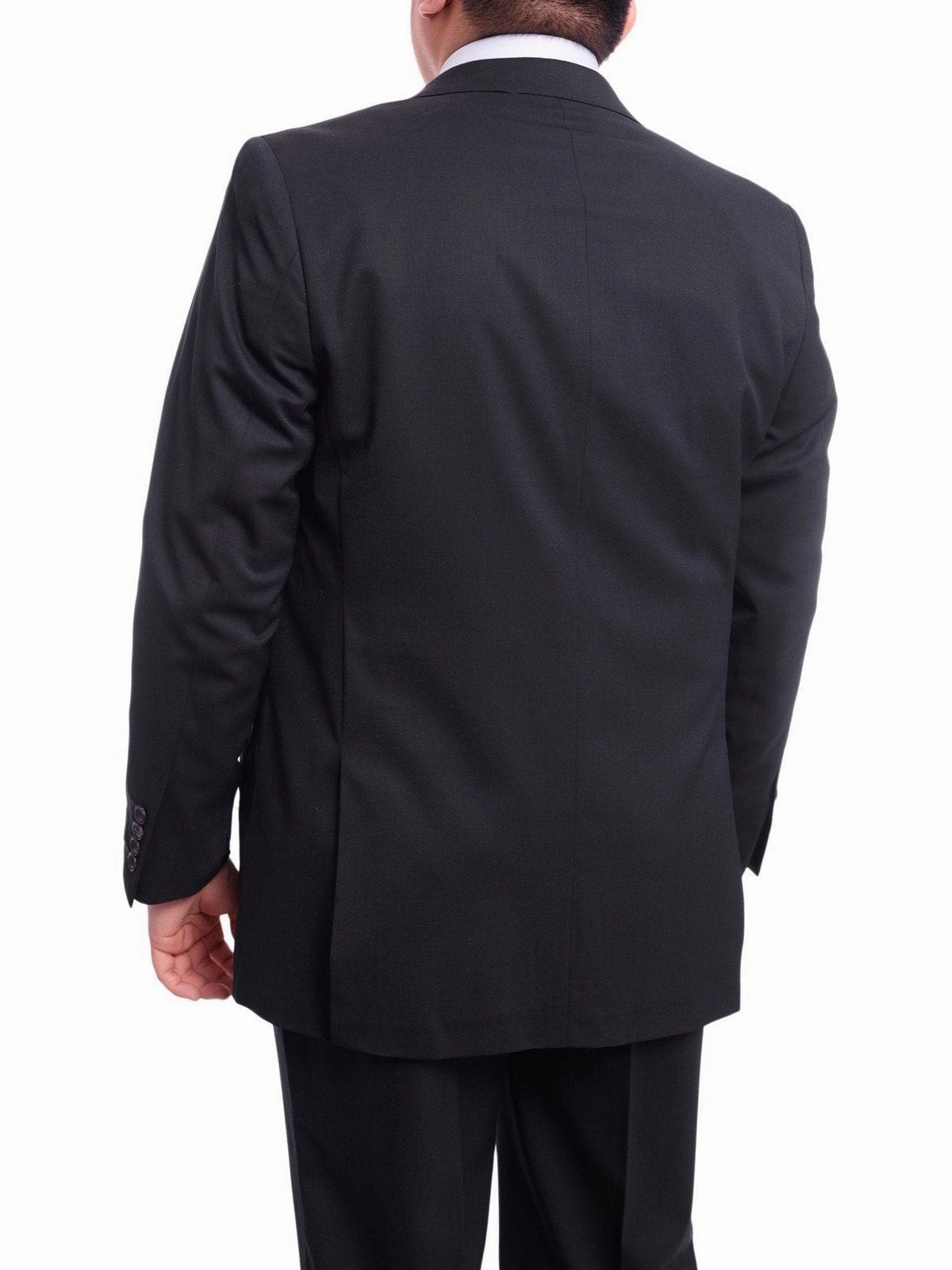Men's Arthur Black Executive Portly Fit Solid Navy Blue Two Button Wool Suit