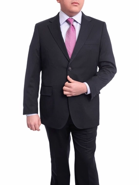 Men's Arthur Black Executive Portly Fit Solid Navy Blue Two Button Wool Suit