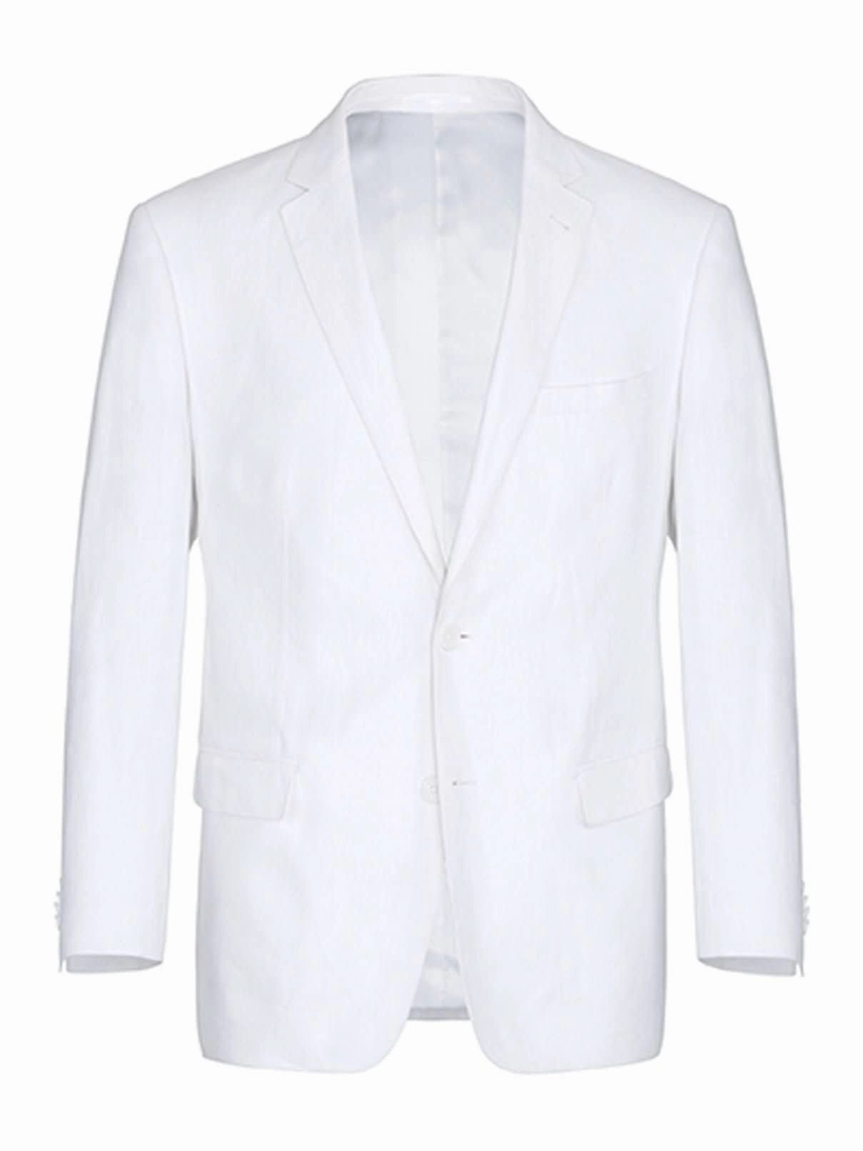 Men's Big & Tall Notch Lapels White Solid Linen Suits