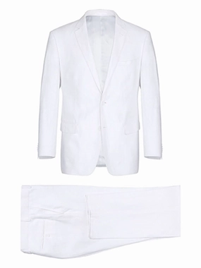 Men's Big & Tall Notch Lapels White Solid Linen Suits