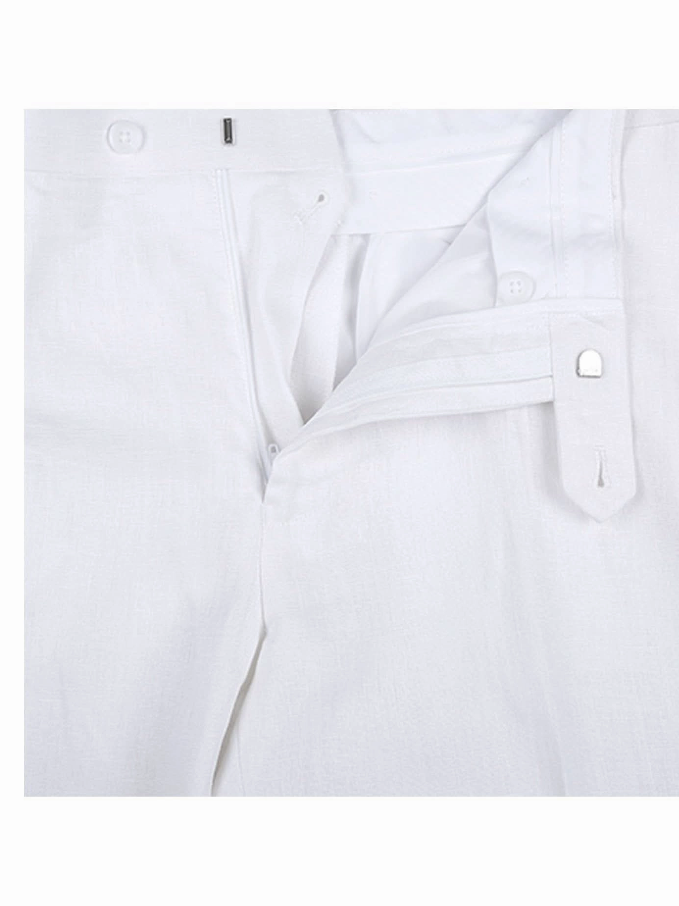 Men's Big & Tall Notch Lapels White Solid Linen Suits