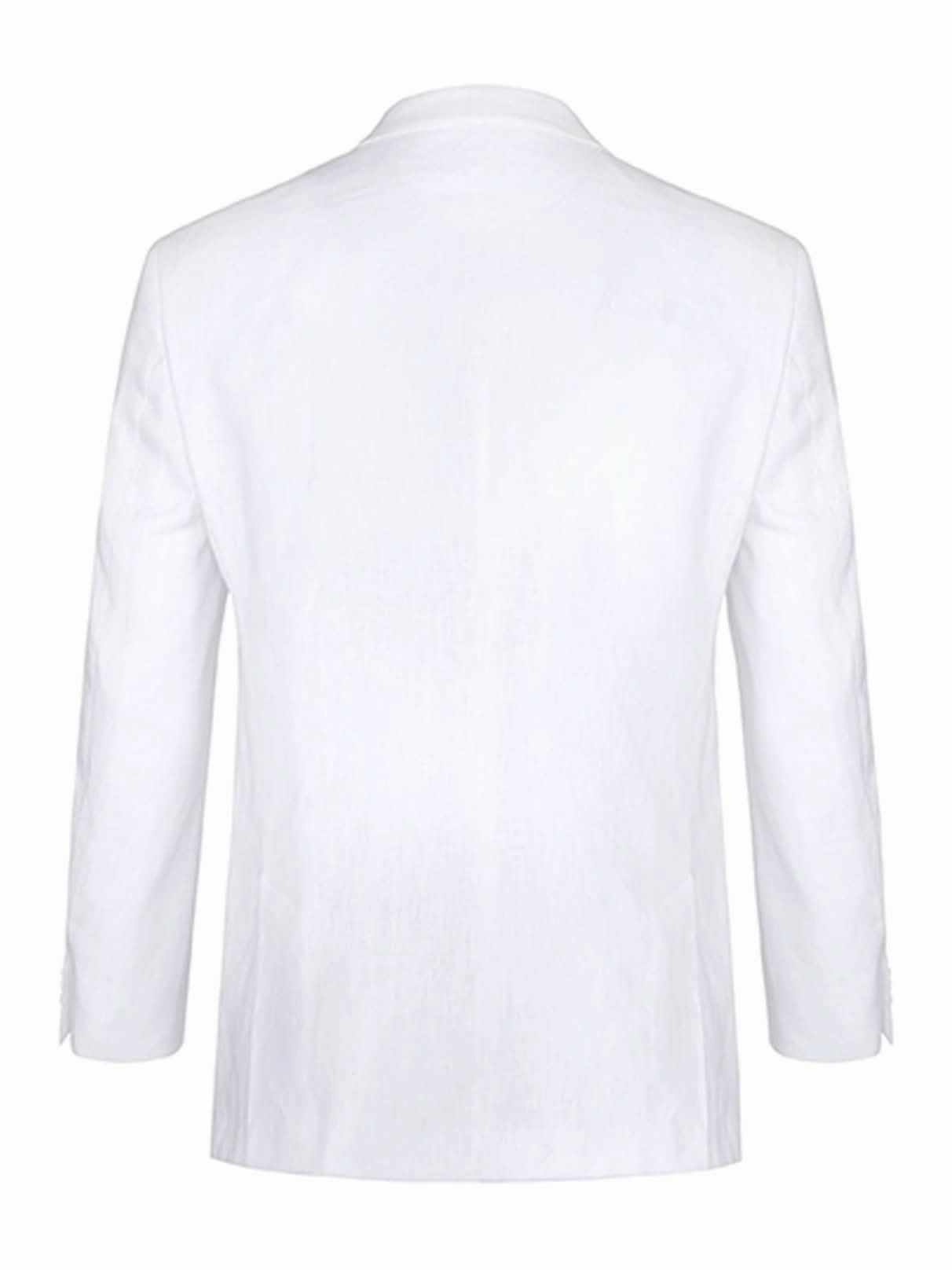 Men's Big & Tall Notch Lapels White Solid Linen Suits