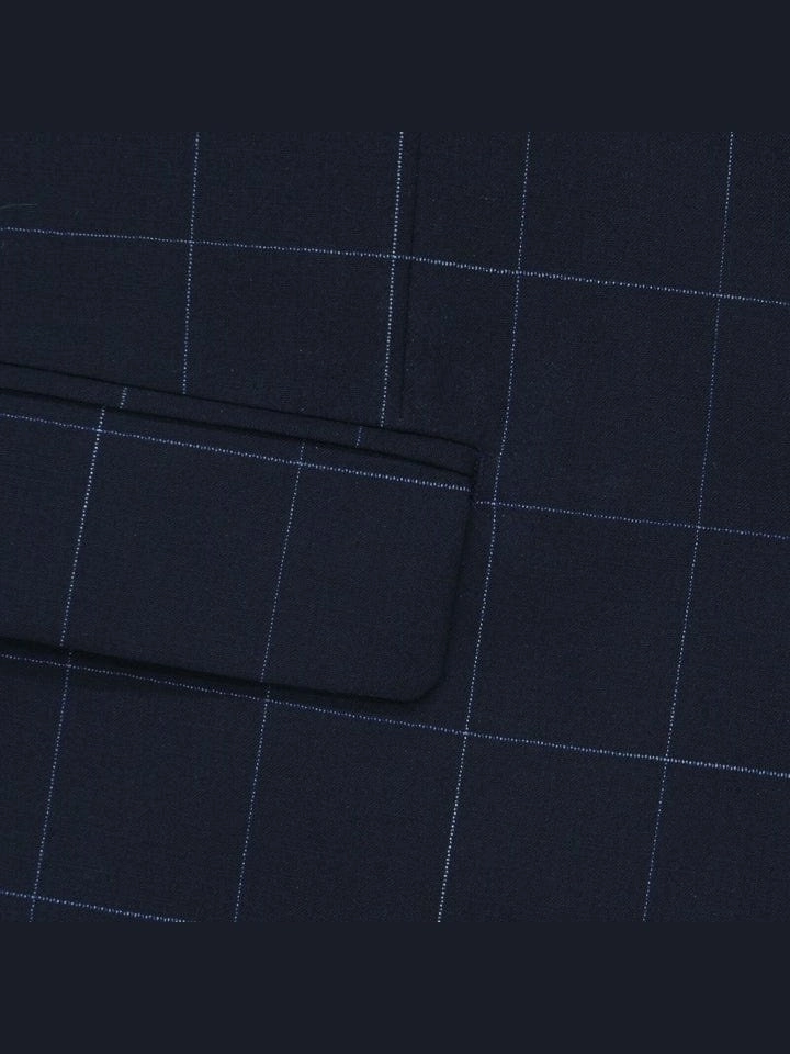 Men's Calvin Klein Navy Blue Windowpane Slim Fit Wool Suit