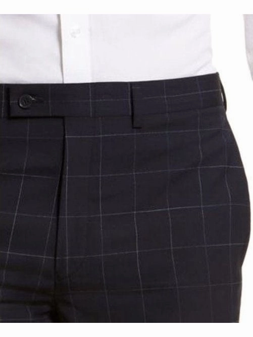 Men's Calvin Klein Navy Blue Windowpane Slim Fit Wool Suit